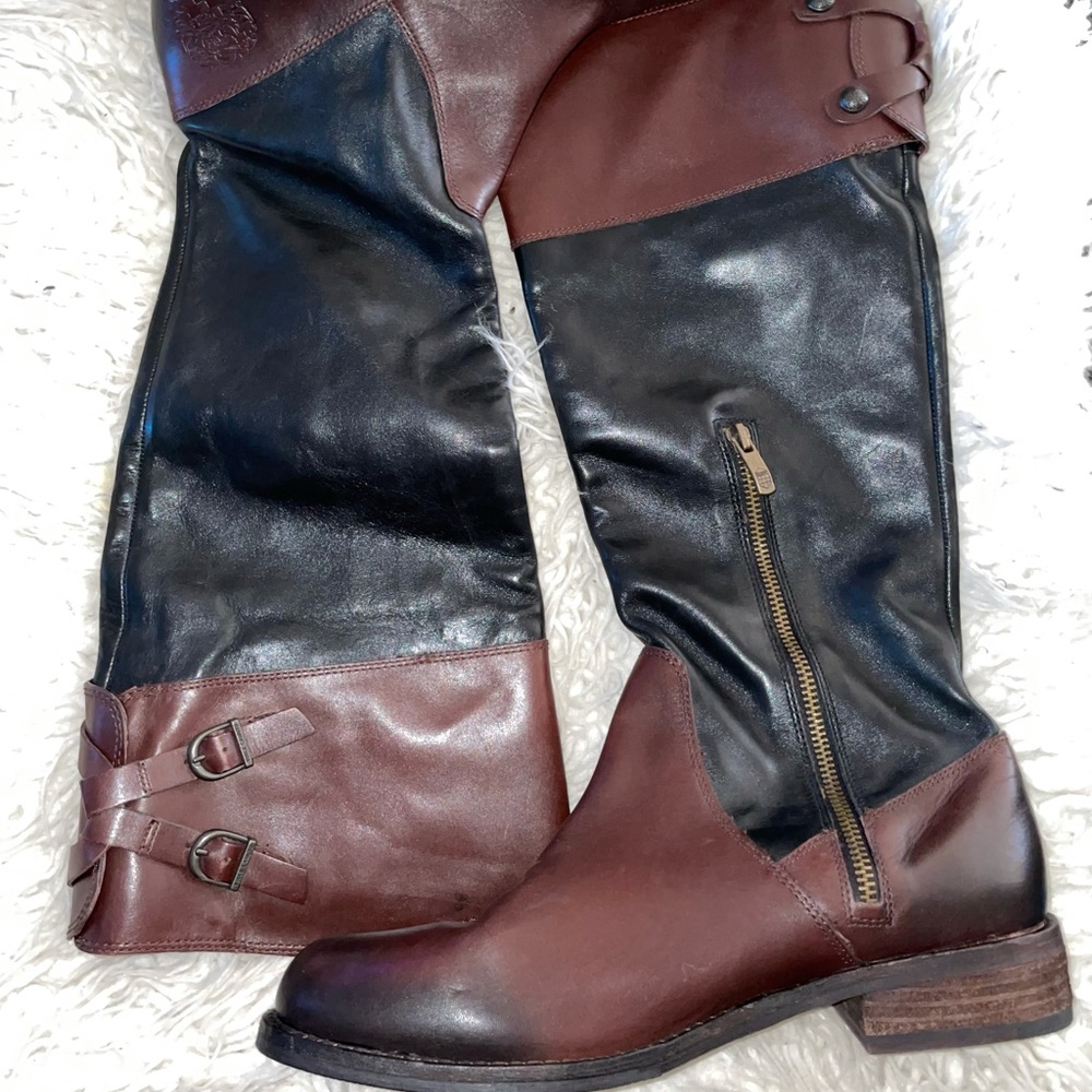 Vince Camuto black and brown leather boots (good condition)…runs a little small…